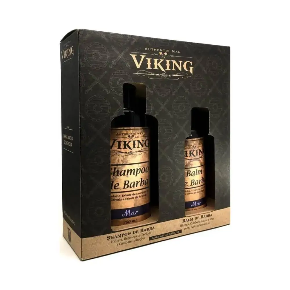 Kit Para Barba Com Shampoo E Balm Linha Mar - Viking