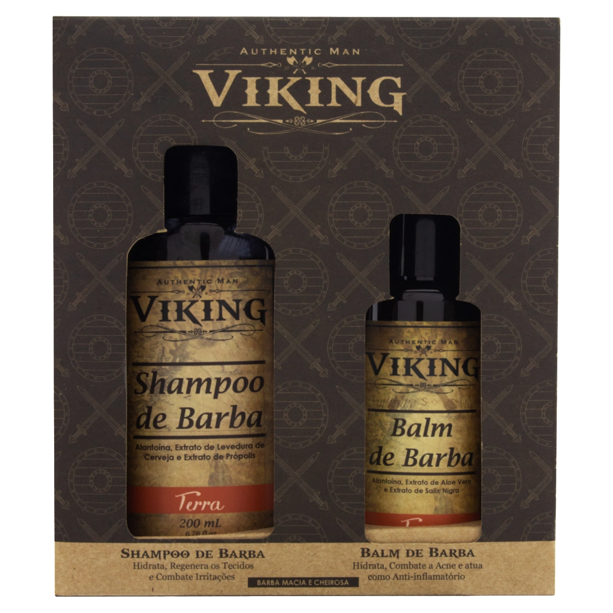 Kit Para Barba Com Shampoo E Balm Linha Terra - Viking