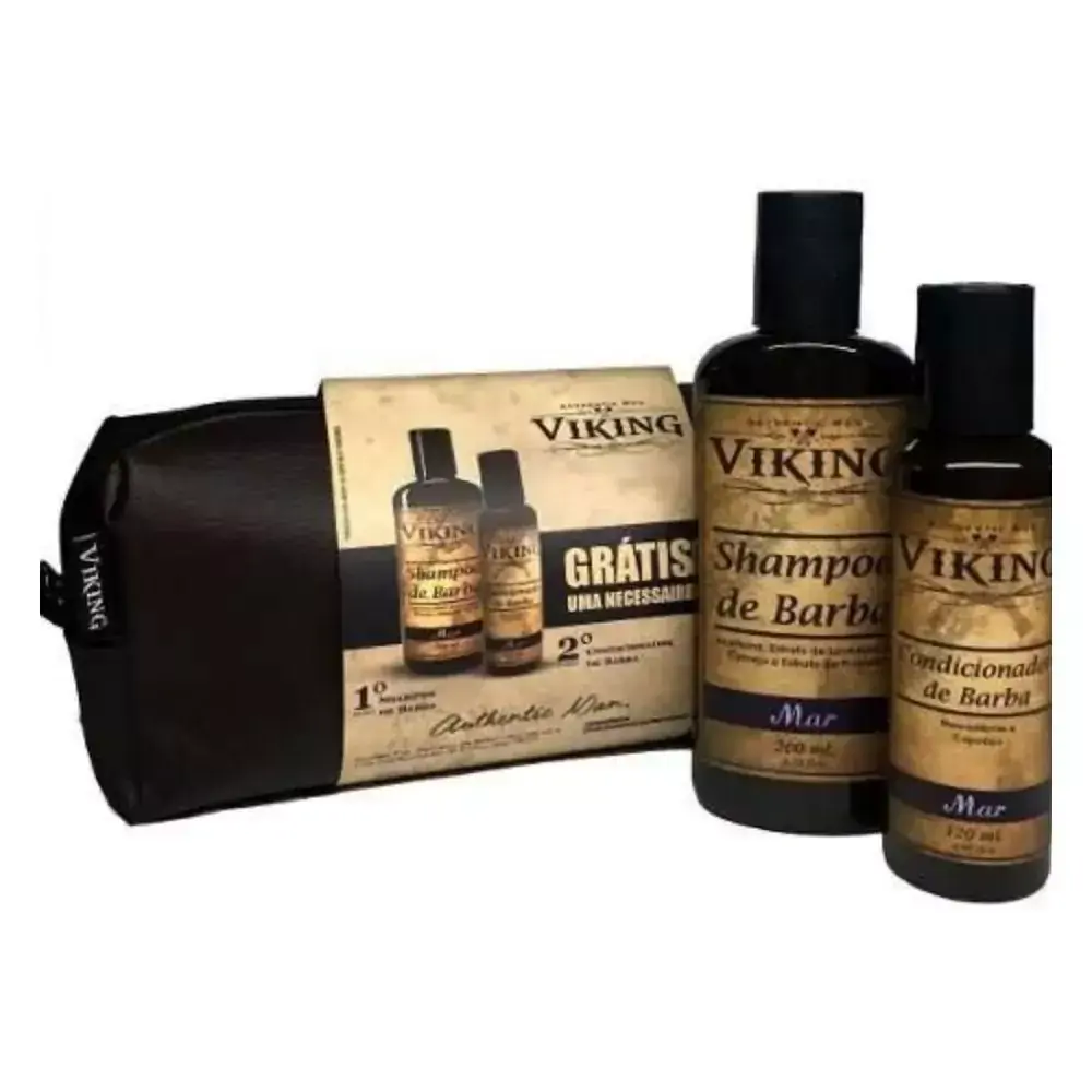 Kit Necessaire Shampoo E Condicionador De Barba Mar Viking
