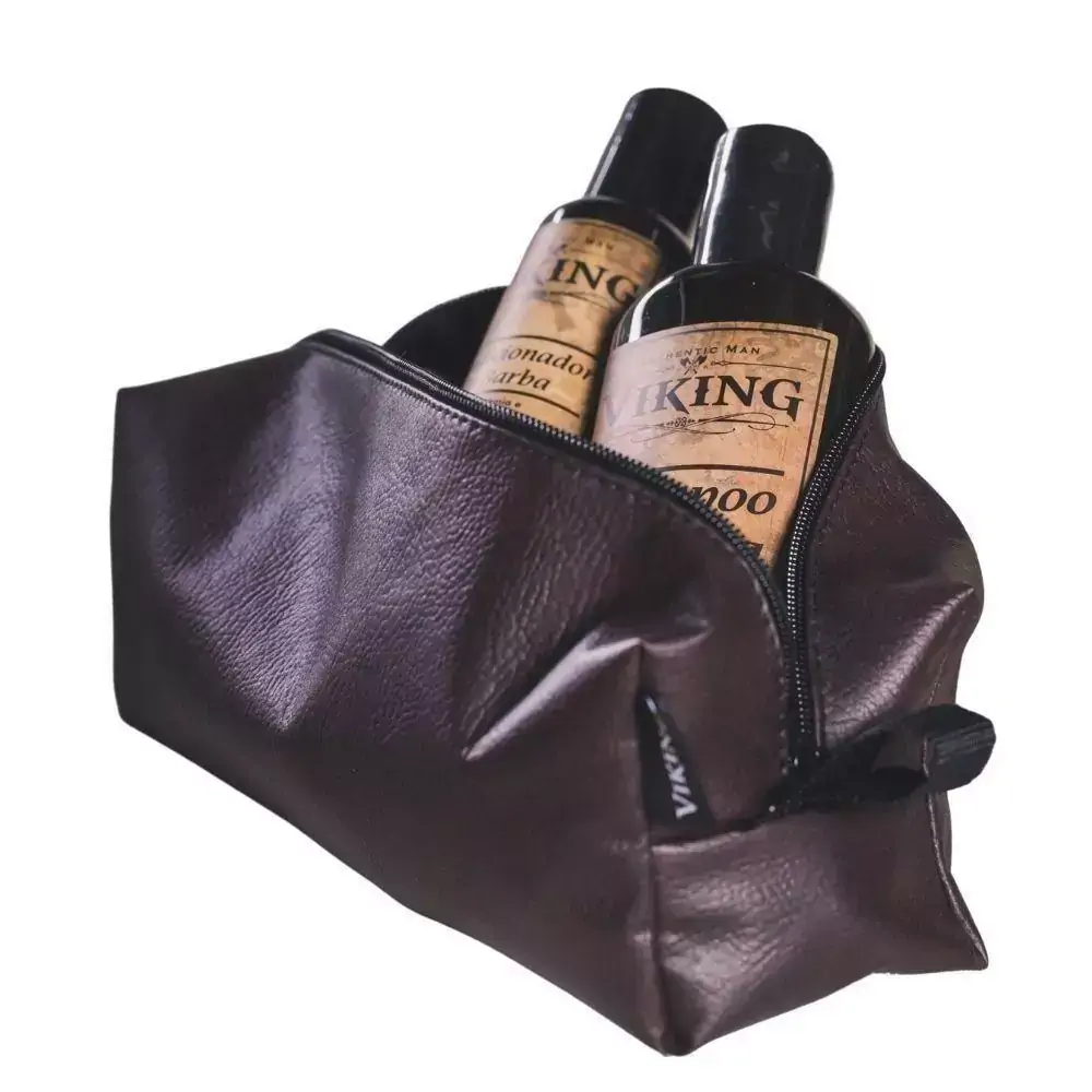 Kit Necessaire Shampoo E Condicionador De Barba Terra Viking