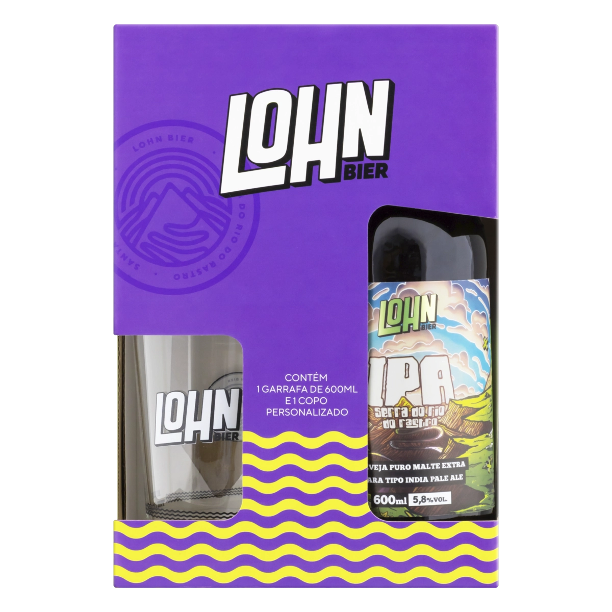 Kit Copo Cerveja Ipa Puro Malte Lohn Bier 600ml