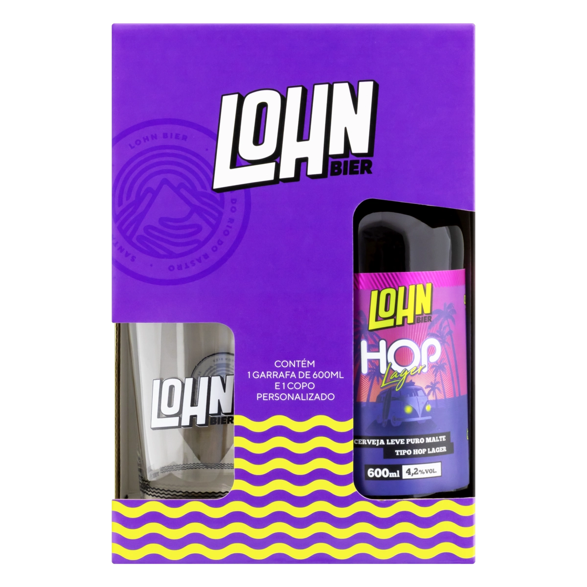 Kit Copo Cerveja Hop Lager Puro Malte Lohn Bier 600ml