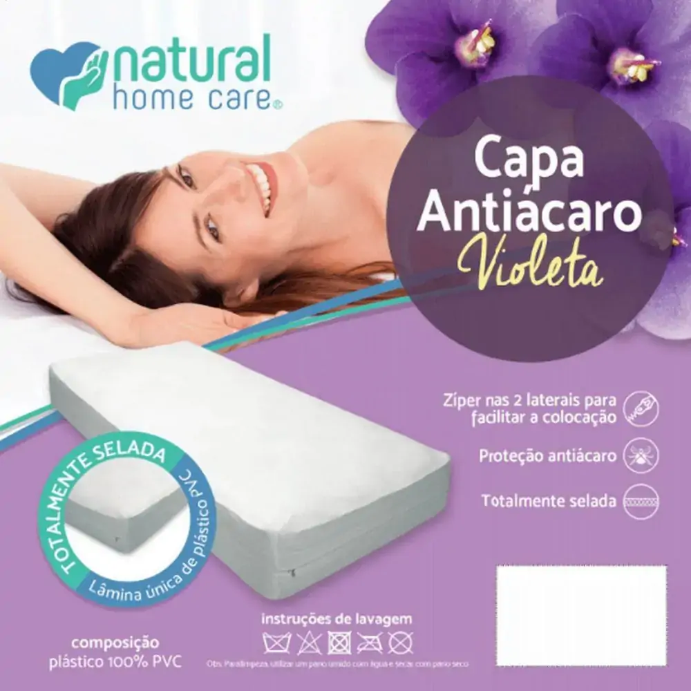 CAPA ANTI ACARO MODELO VIOLETA - KING (BRANCO) - natural home care