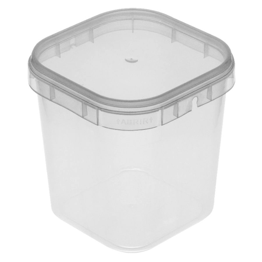 Pote Quadrado C/ Tampa 500ml Plastilania C/10
