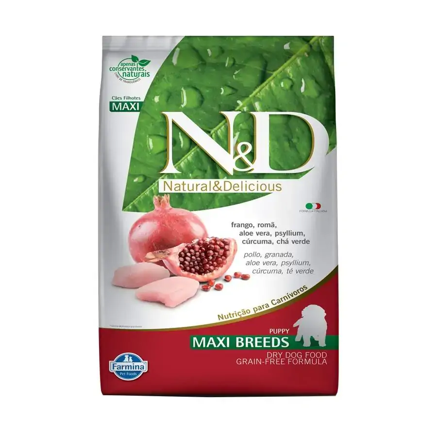 Ração N D Grain Free Para Cães Filhotes De Raças Grandes Sabor Frango E Romã 10,1kg