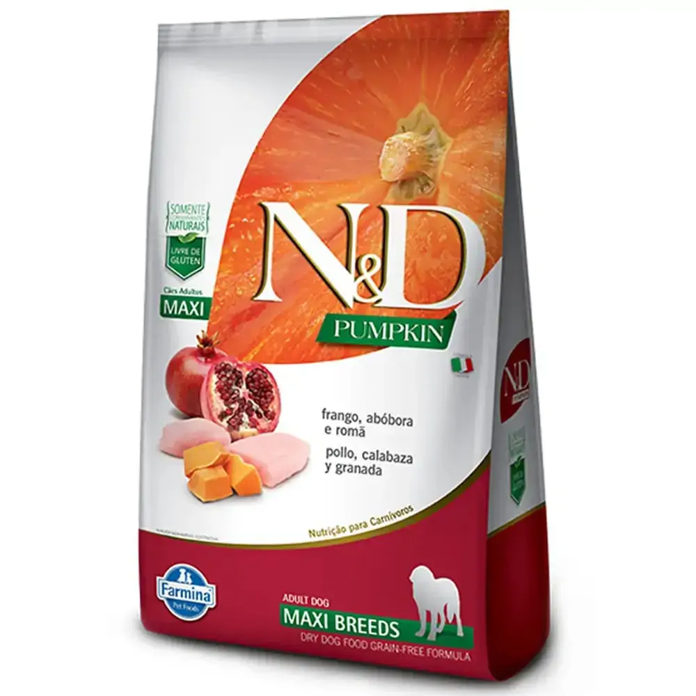 Ração N D Pumpkin Para Cães Adultos De Raças Grandes Sabor Frango E Abóbora