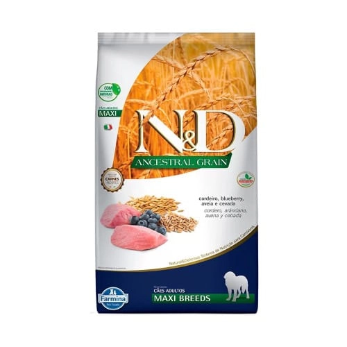Ração Farmina N D Ancestral Grain Para Cães Adultos De Raças Grandes Sabor Codeiro