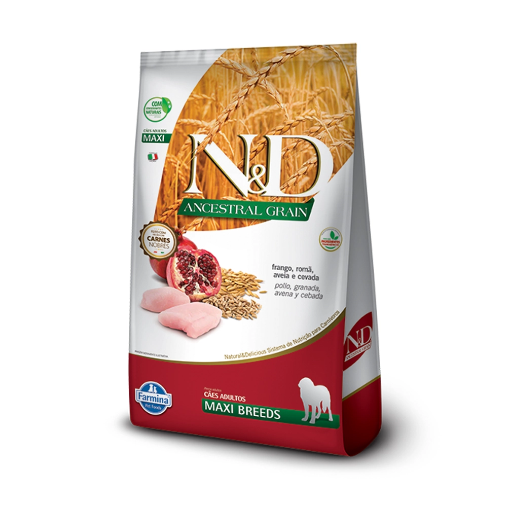 Ração Farmina N D Ancestral Grain Para Cães Adultos De Raças Grandes Sabor Frango E Romã