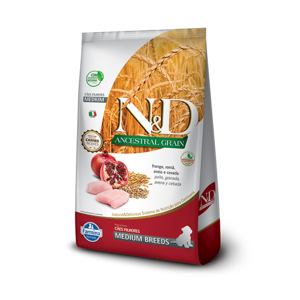 Ração Farmina N D Ancestral Grain Para Cães Filhotes De Raças Médias Sabor Frango