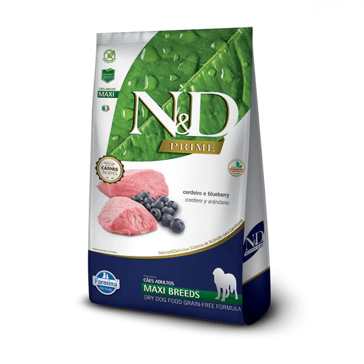 Ração N D Prime Para Cães Adultos De Raças Grandes Sabor Cordeiro E Blueberry 10,1kg
