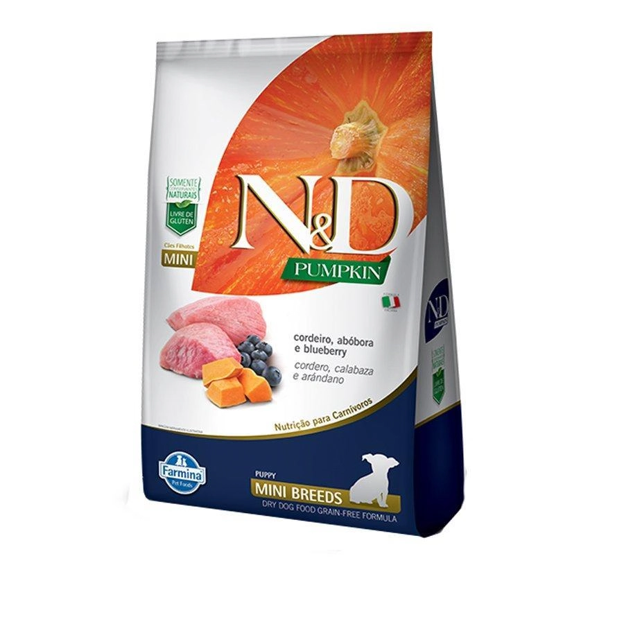 Raã ã O N D Pumpkin Para Cã Es Filhotes De Porte Pequeno Sabor Cordeiro Abã Bora E Blueberry 2,5kg F