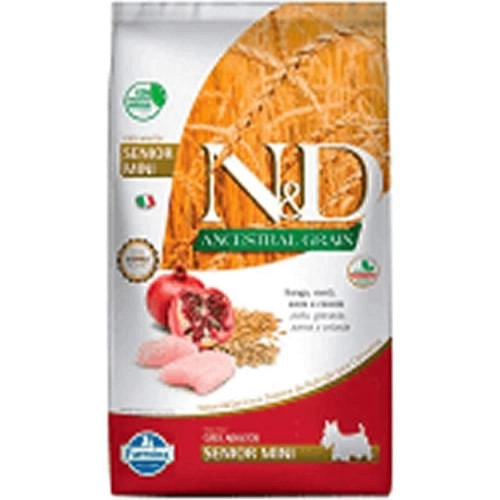 Ração Farmina N D Ancestral Grain Para Cães Senior De Porte Mini Sabor Frango E Romã