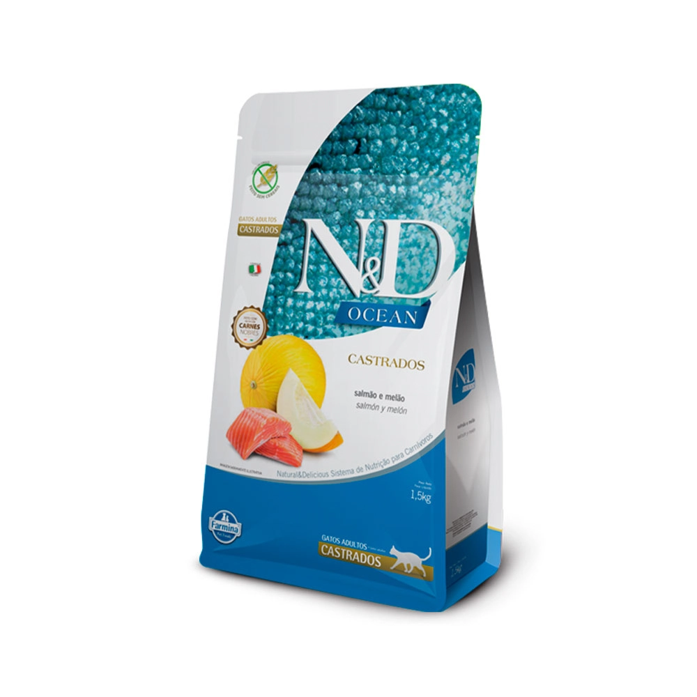 Ração Seca Farmina Nd Ocean Feline Adult Castrado Salmao 1.5kg