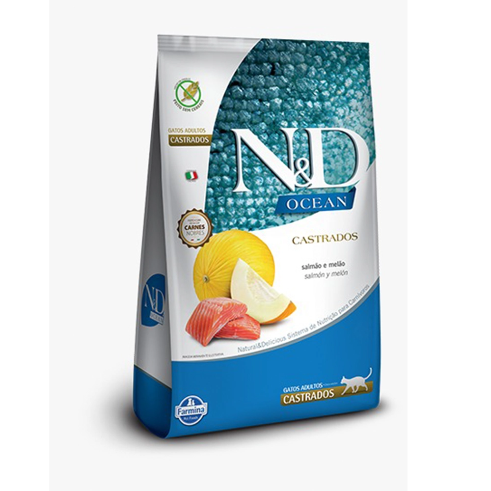 Ração Seca Farmina Nd Ocean Feline Adult Castrado Salmao 7.5kg