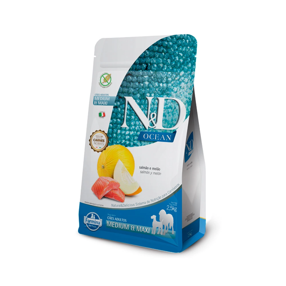 Ração Seca Farmina Nd Ocean Canine Adult Medium Maxi Salmao 10.1kg