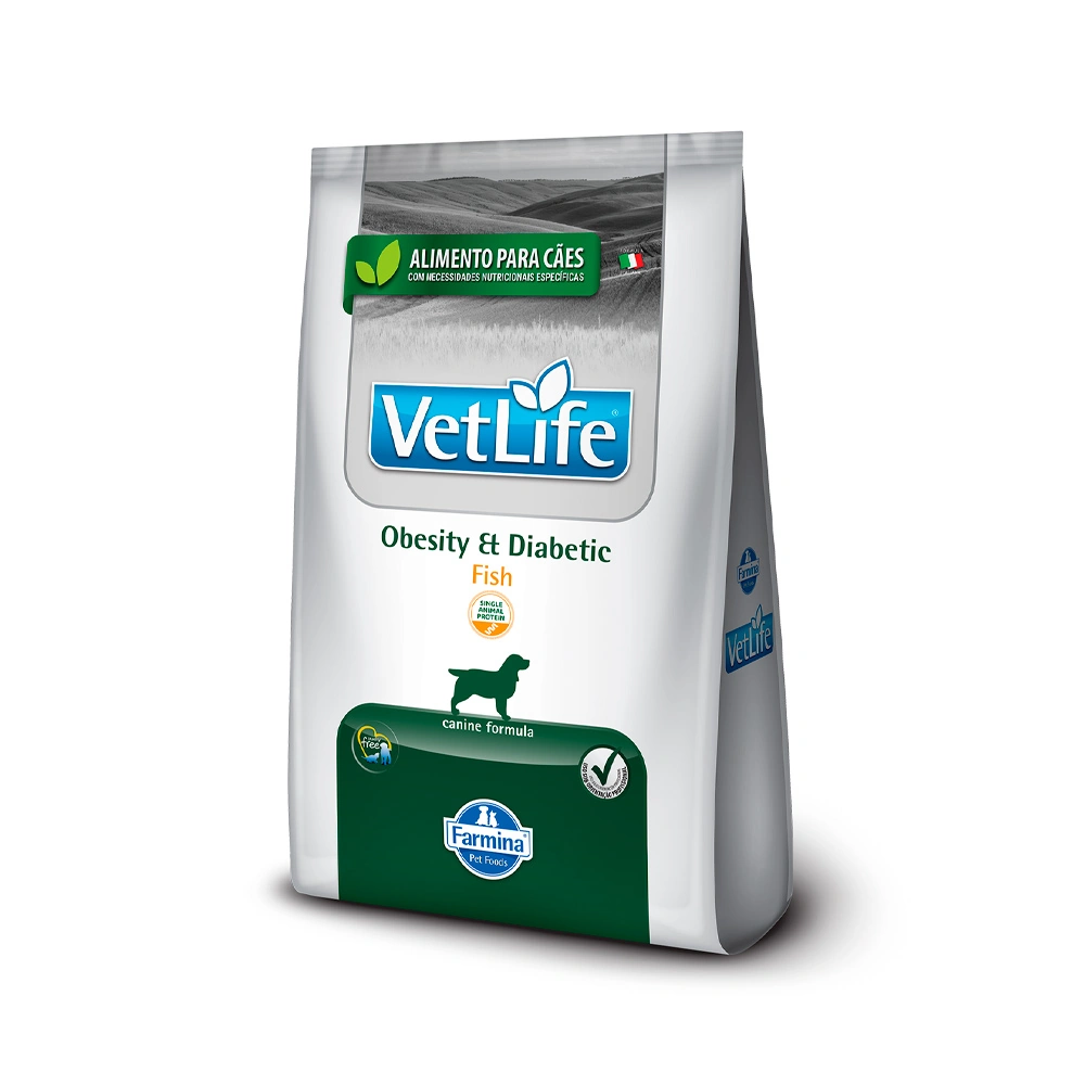 Ração Medicamentosa Canine Fish Obesity E Diabetic Vet Life 2kg