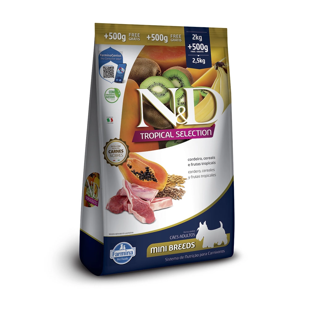 Ração N D Tropical Selection Para Cães Adultos De Porte Mini E Pequeno Sabor Cordeiro/cereais/frutas