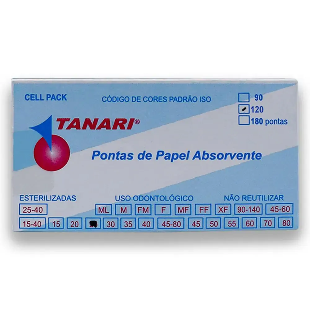 Pontas De Papel Absorvente Cell Pack Estéril 120 Un. Tanari 25