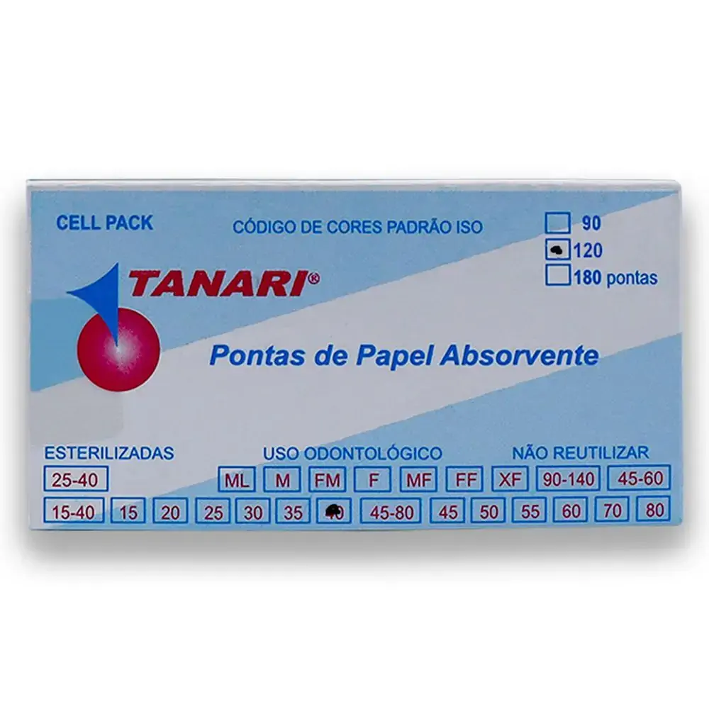 Cone De Papel Absorv Cell Pack Com 120 - Tanari - Cone De Papel Absorv Cell Pack 40 Com 120 - Tanari