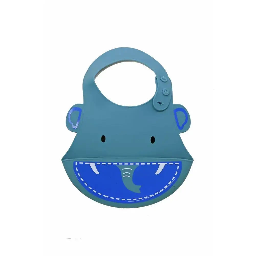 Babador Silicone Elefante Azul