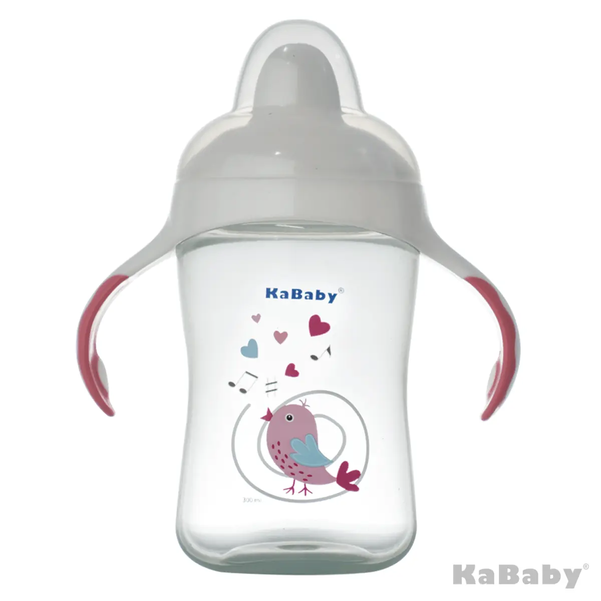 Copo 300ml Bico duro, com alças Pássaro Rosa