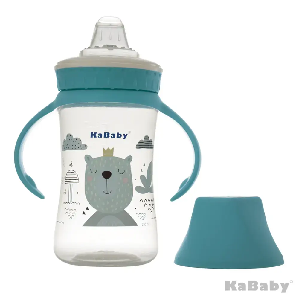 Copo 250ml Bico de Silicone e Alças Azul