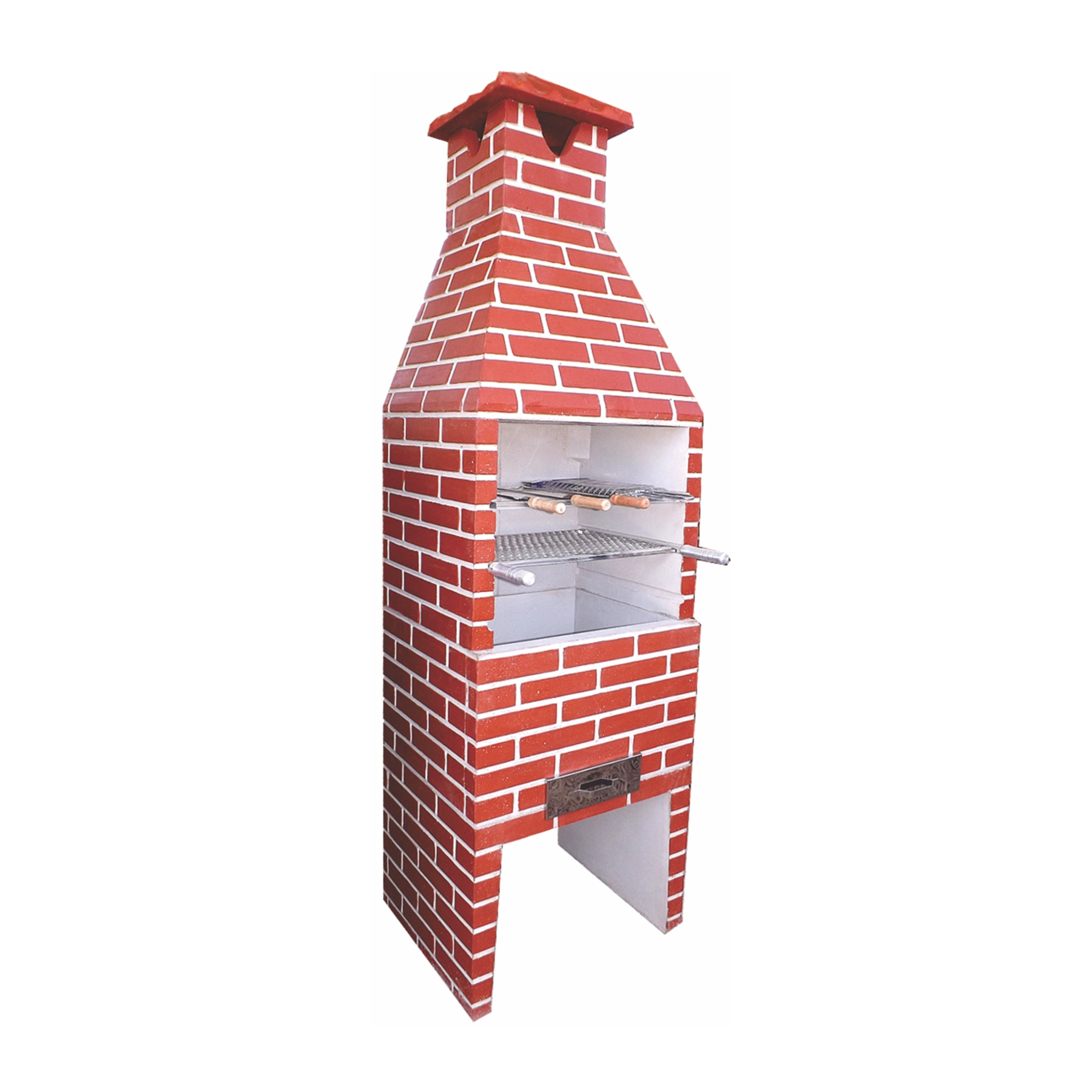 Churrasqueira de Concreto Refratário Tijolinho Média Pintada Vermelha 65cm Fortal