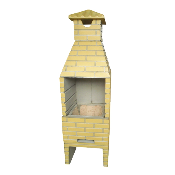 Churrasqueira de Concreto Refratário Tijolinho Pequena Pintada Amarela 55cm Fortal
