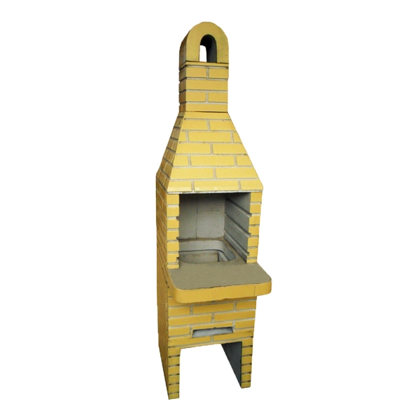 Churrasqueira de Concreto Refratário Tijolinho Mini Pintada Amarela 45cm Fortal