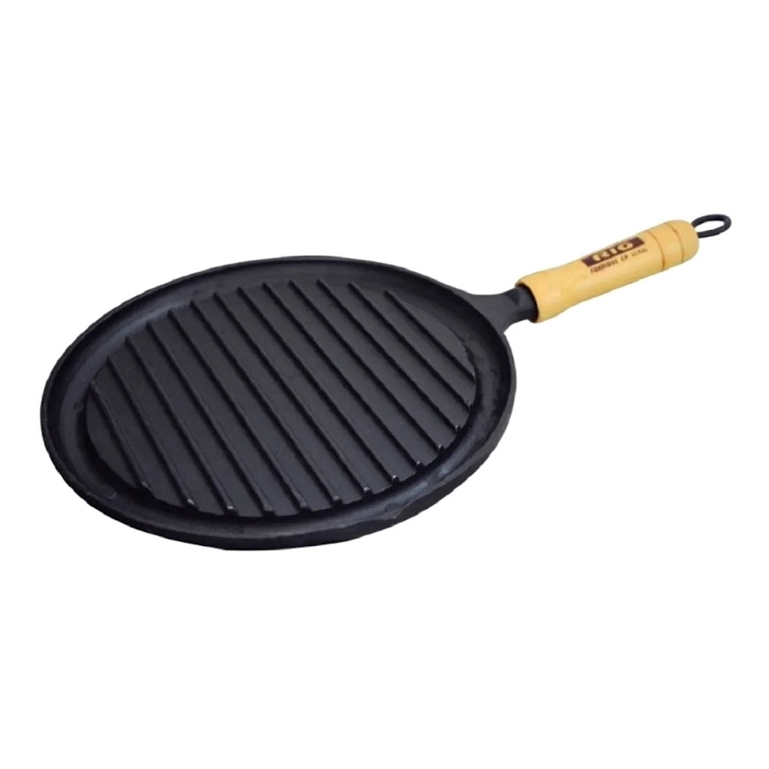 Bifeteira De Ferro Fundido Redonda Frisada - 25cm De Largura