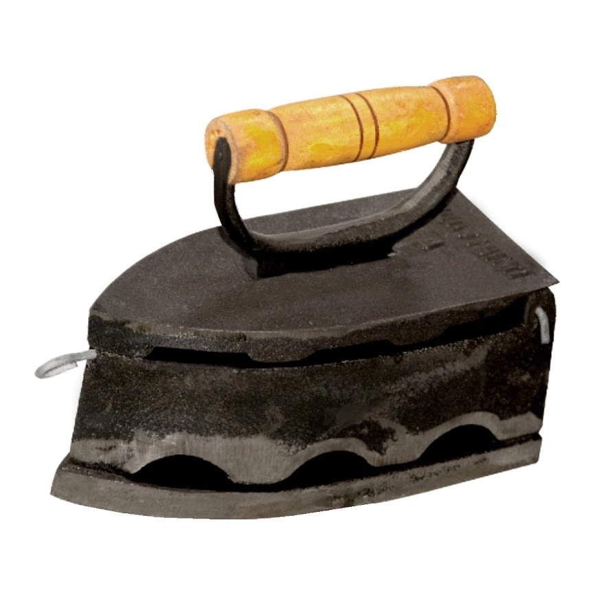 Ferro Passar Roupa A Brasa 7 Furos Alça Madeira 20x10x15 5cm
