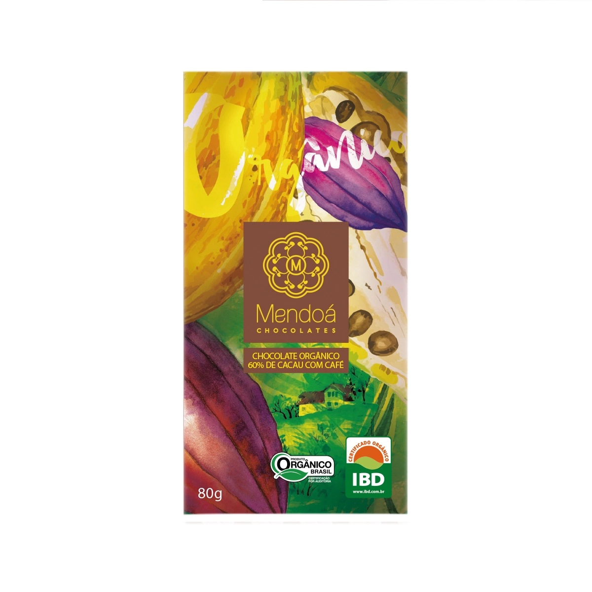 Mendoa Chocolate Organico Cacau Com Cafe 80 Gr