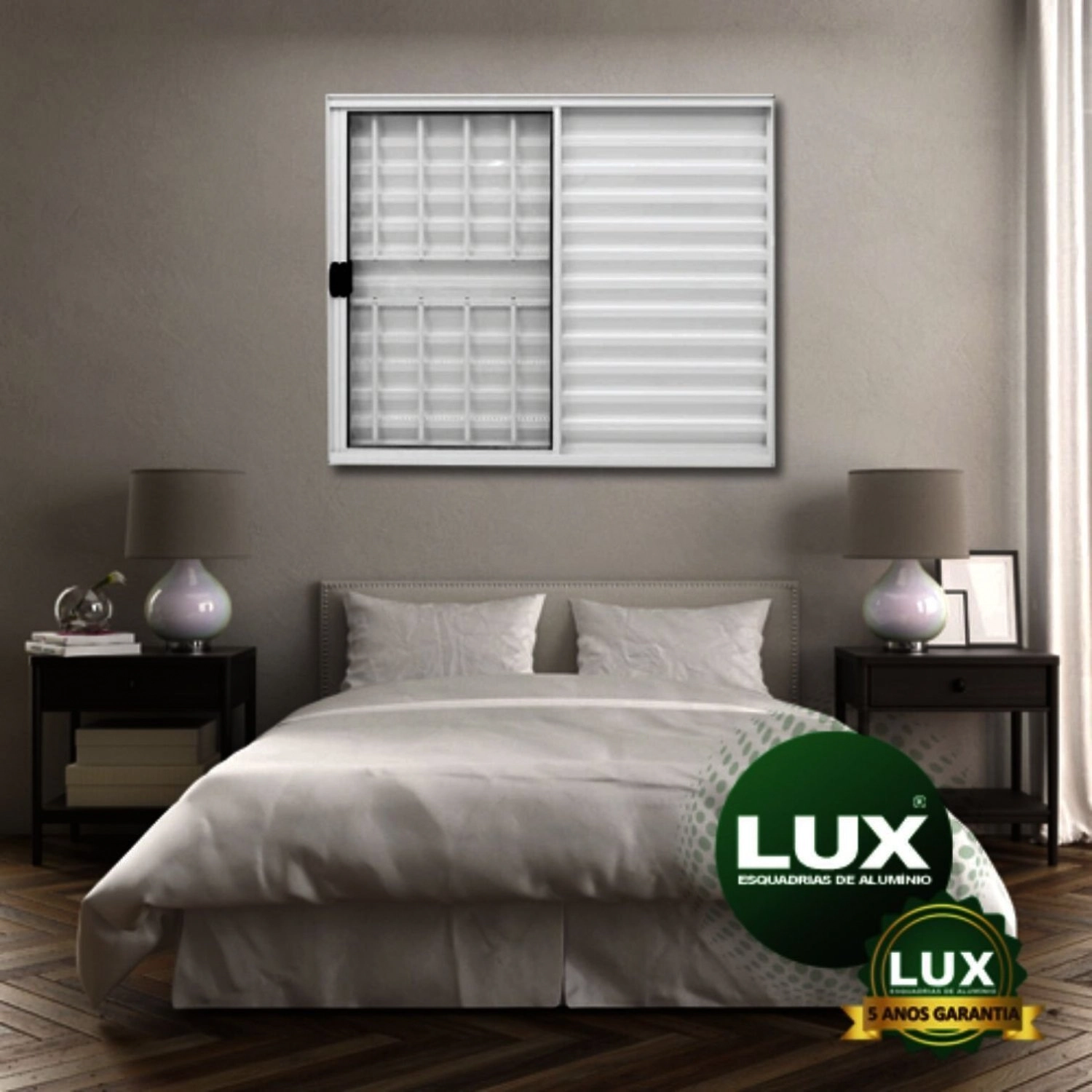 Janela De Alumínio Veneziana 3 Folhas 120x150cm Com Grade Plus Lux Esquadrias Branco