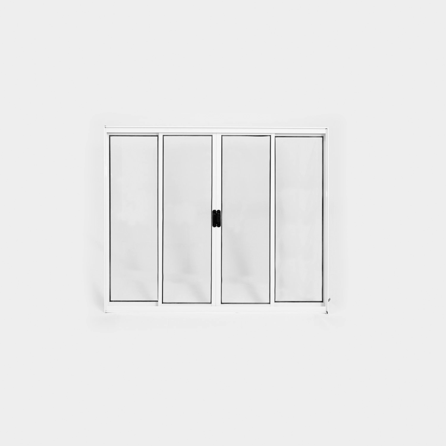 Janela De Alumínio De Correr 100x100cm 4 Folhas Sem Grade Plus Lux Esquadrias Branco
