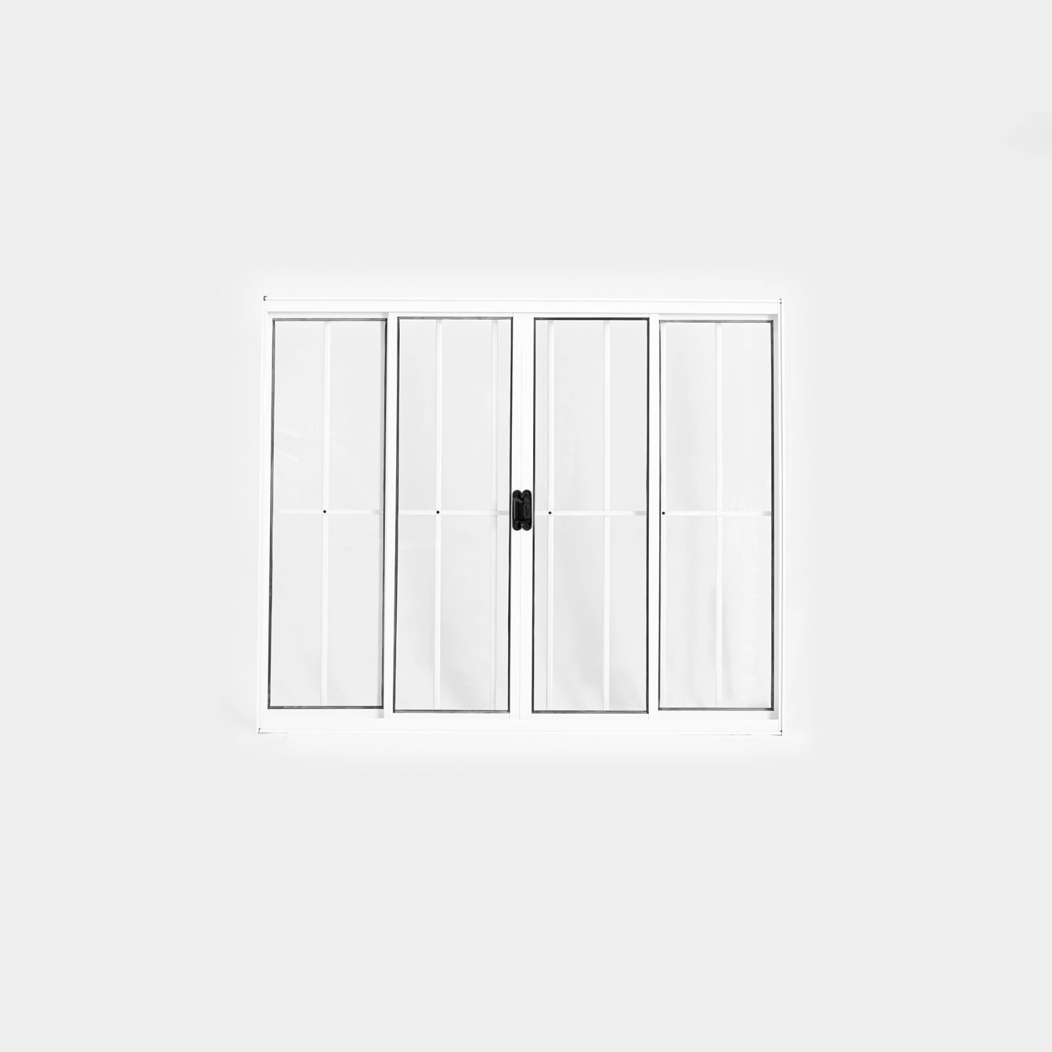 Janela De Alumínio De Correr 100x120cm 4 Folhas Grade Plus Lux Esquadrias Branco