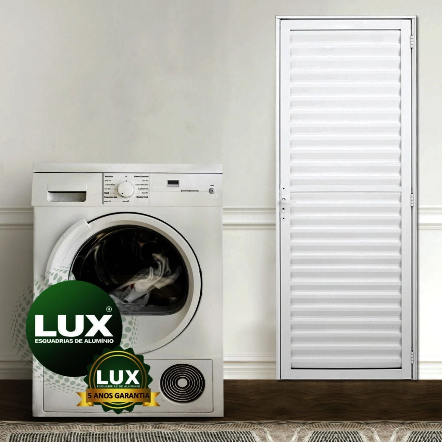 Porta De Alumínio Palheta 210x70cm Abertura Equerdo Linha Plus Lux Esquadrias Abertura Esquerda Branco