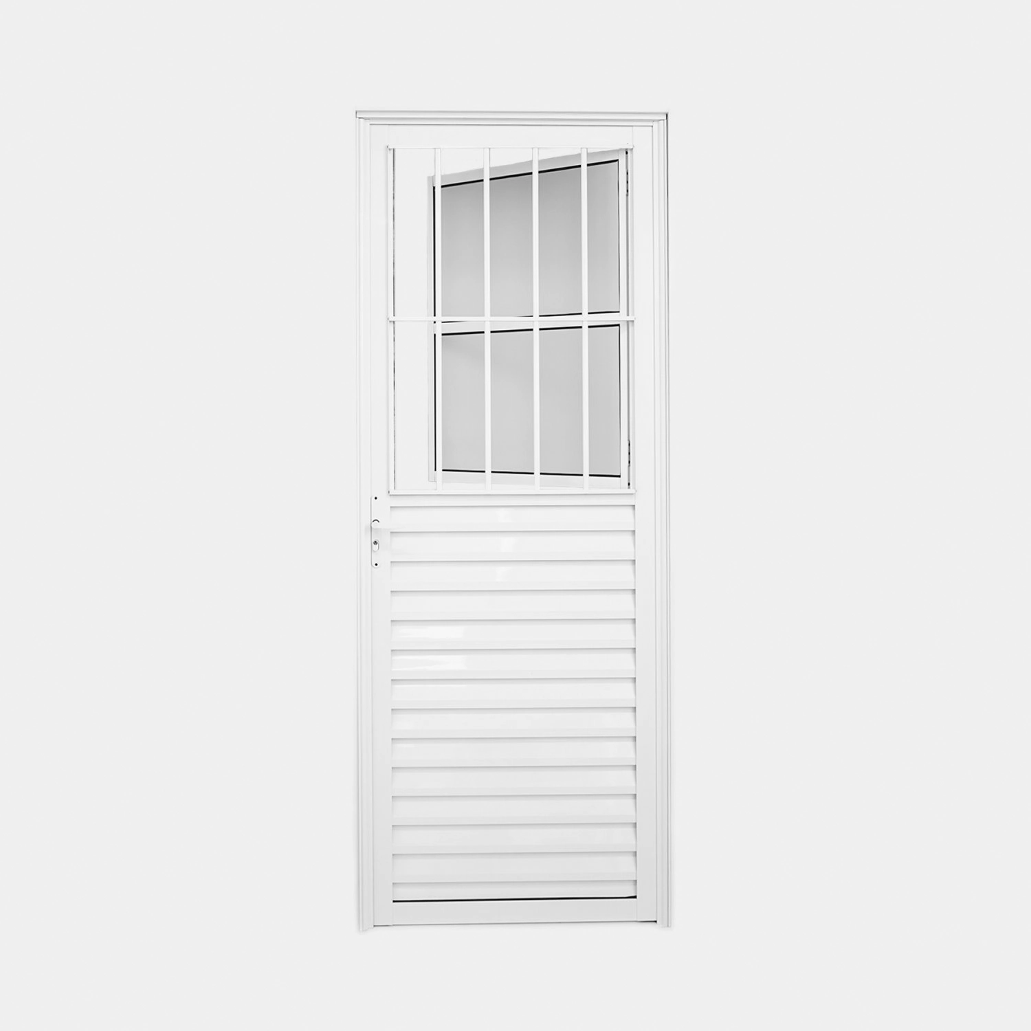 Porta De Alumínio Postigo 210x90cm Abertura 25 Plus Lux Esquadrias Abertura Direita Branco