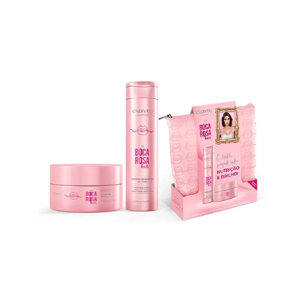 Kit Boca Rosa Shampoo Quartzo 250ml Mascara Quartzo 200ml Necessaire:transparent:unico