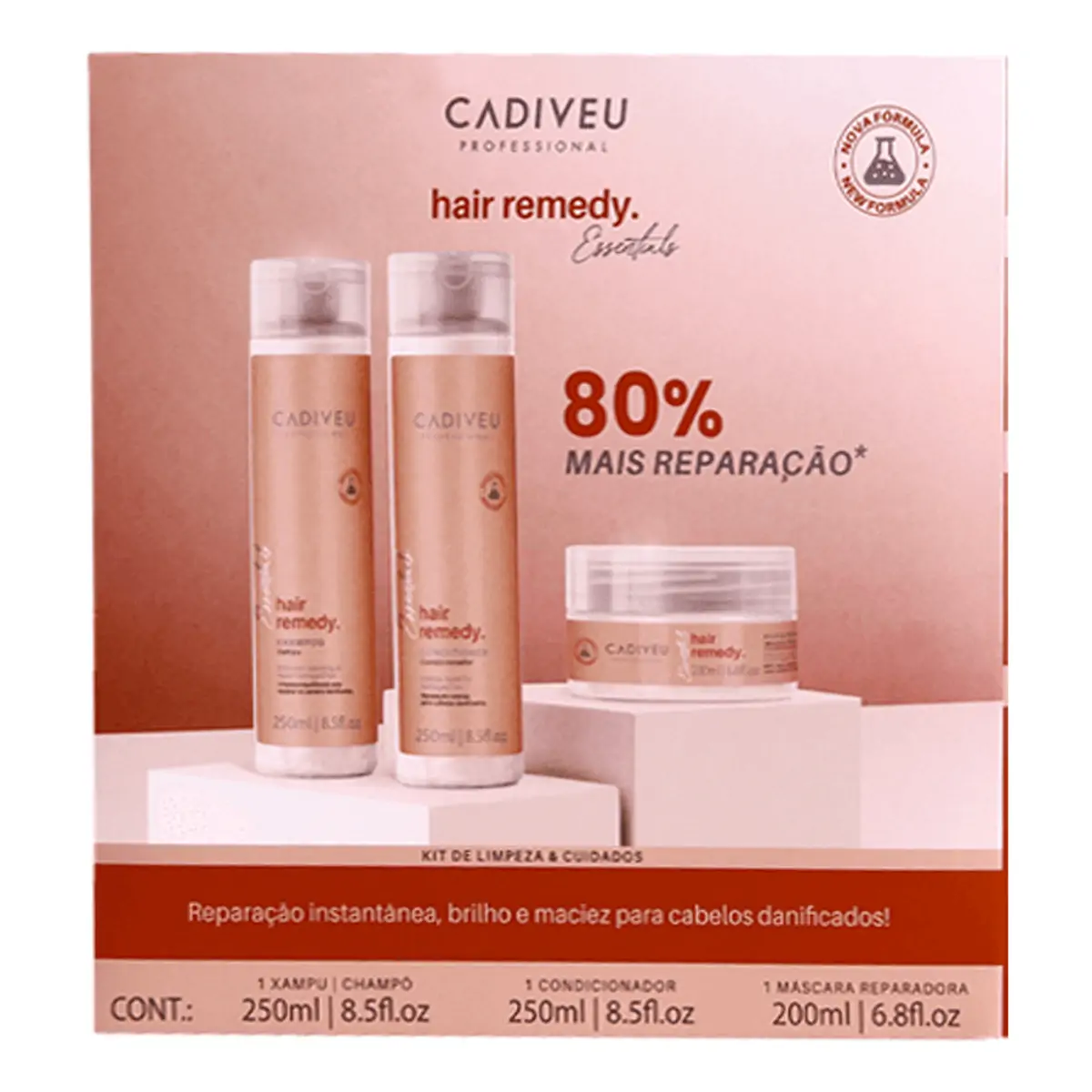 Kit Shampoo 250ml Condicionador 250ml Máscara De Hidratação 200ml Cadiveu Professional Essentials Ha
