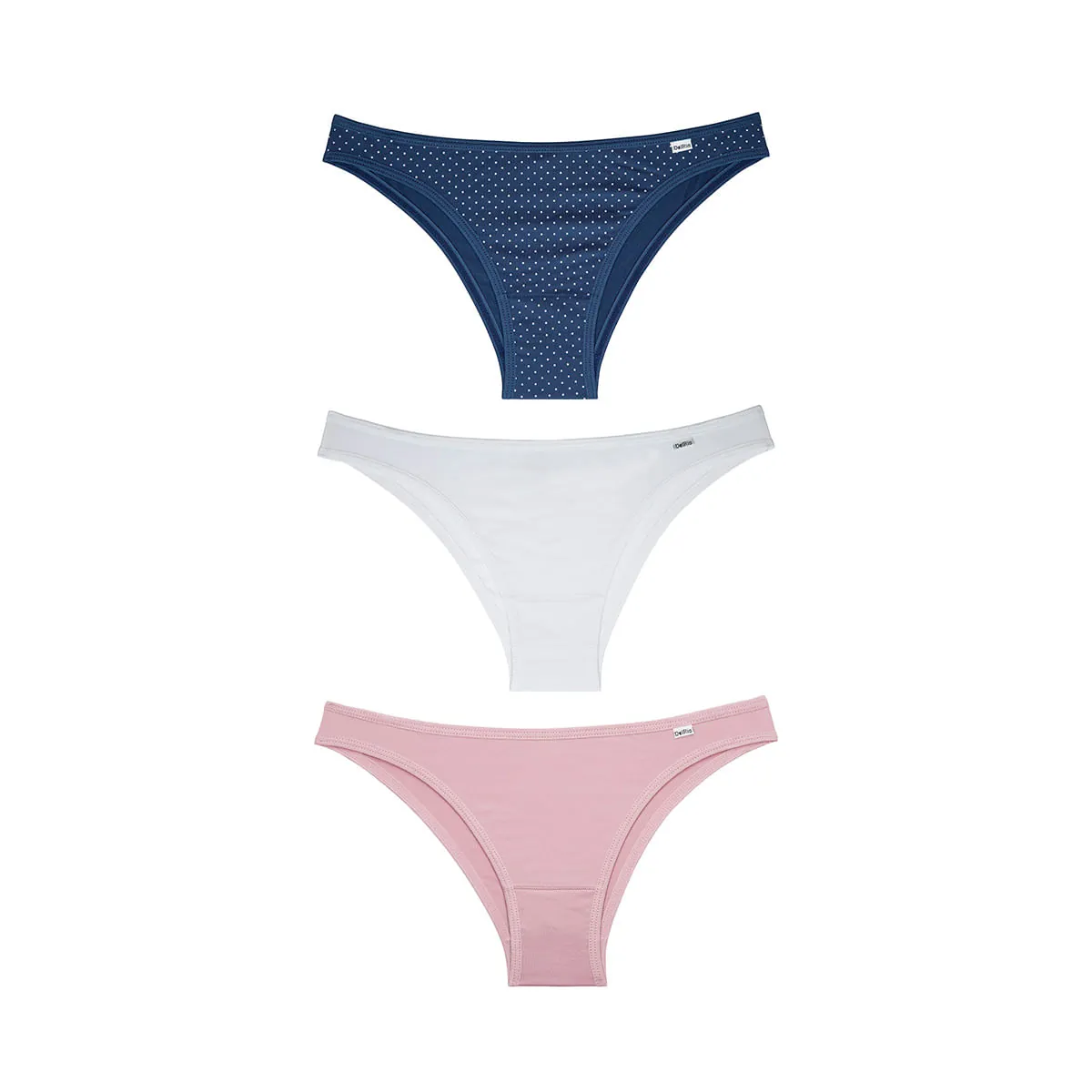 kit de Calcinhas Trio Tanga Marinho/Petit, Branca e Make G Poliamida DelRio
