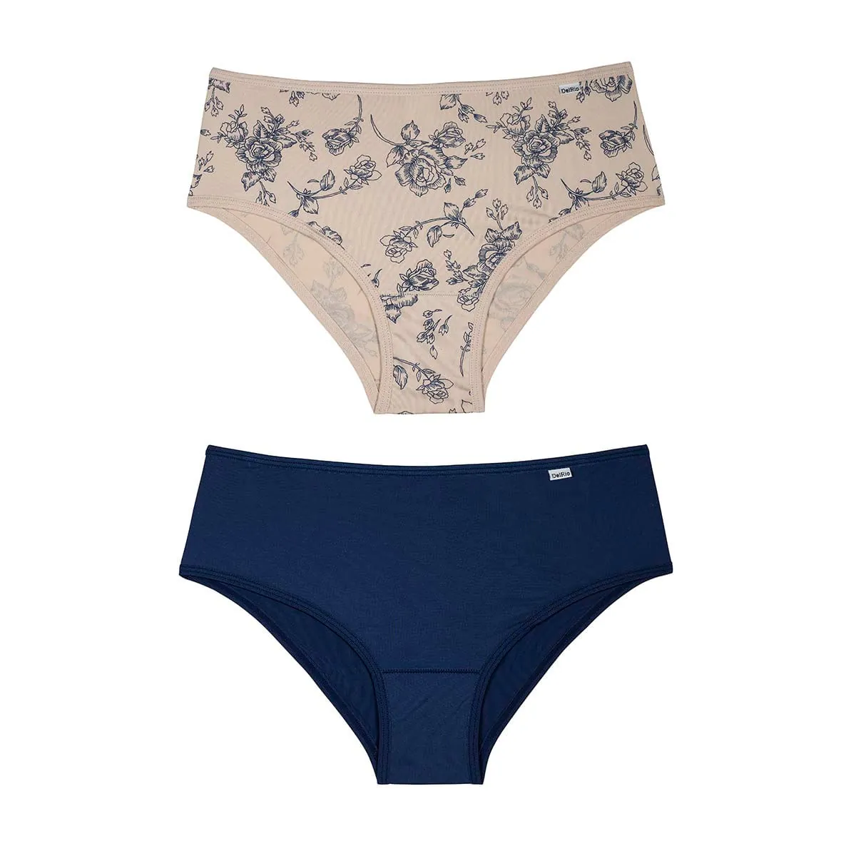 kit de Calcinhas Duo Areia/Porcelana e Marinho G Poliamida DelRio