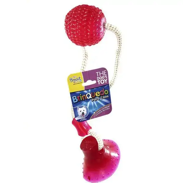 Brinquedo Mordedor Bola Com Ventosa Rosa