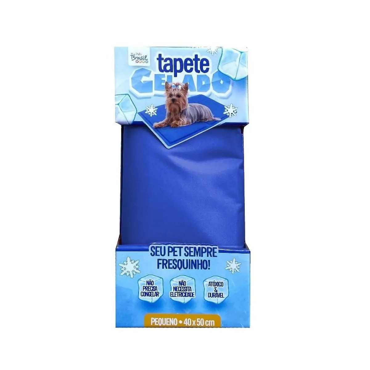 Tapete Gelado Refrescante Cães/Gatos P 50CM X 40CM cor Azul