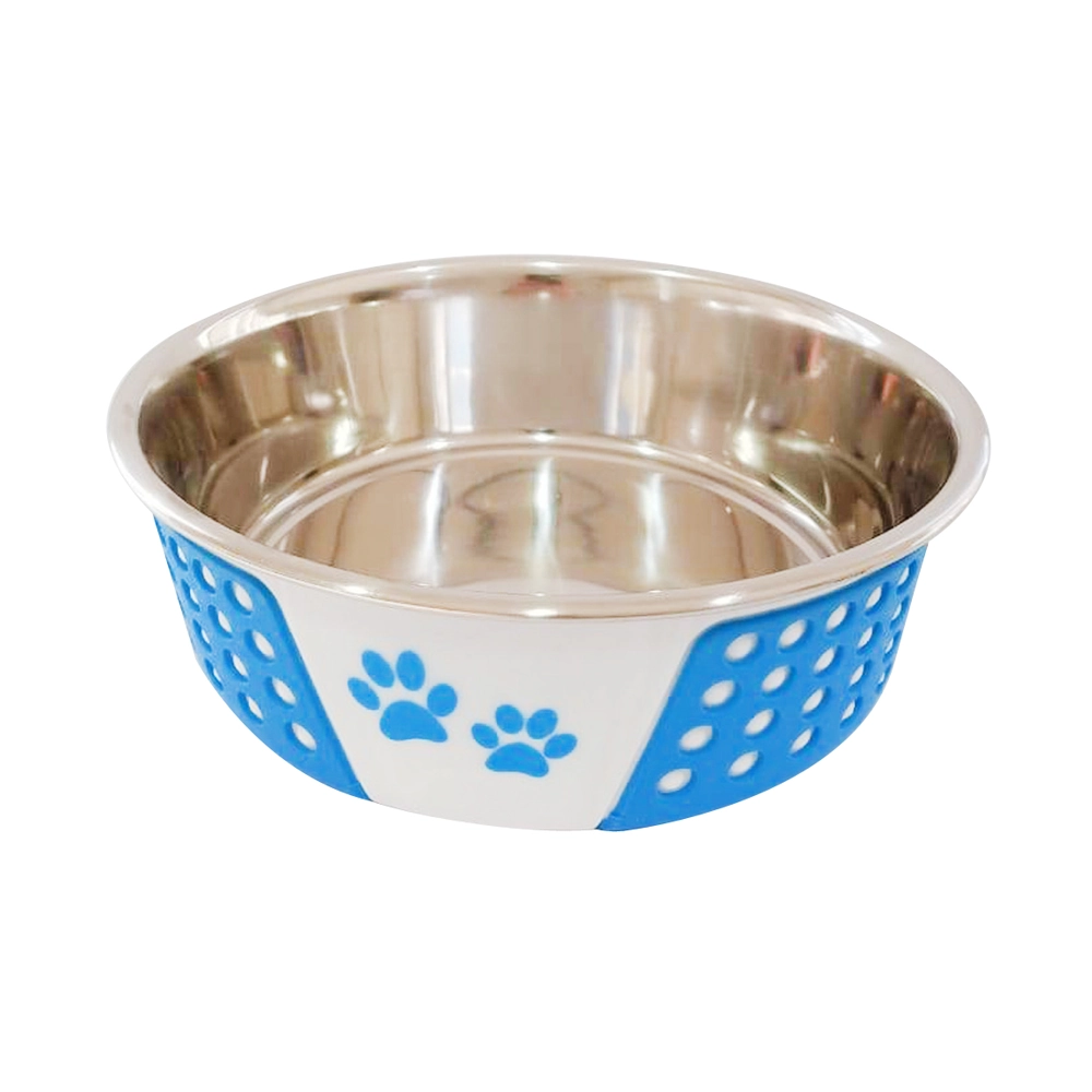 Comedouro Inox Dec Pata Bolinhas Azl 400ml
