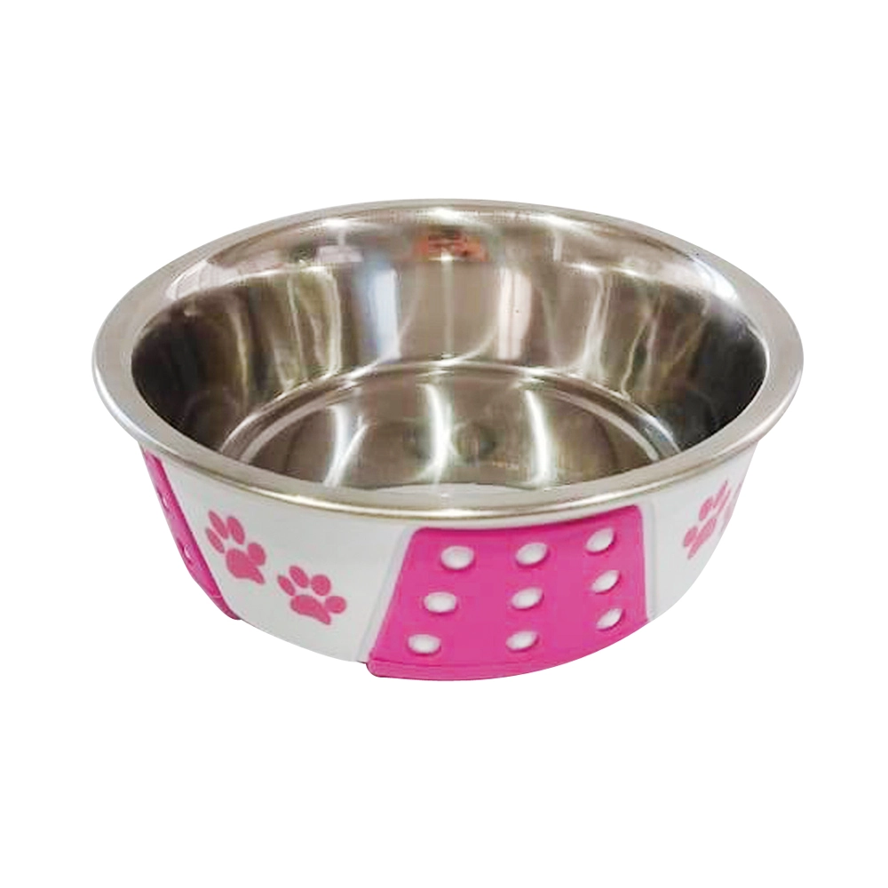 Comedouro Inox Dec Pata Bolinhas Rs 400ml