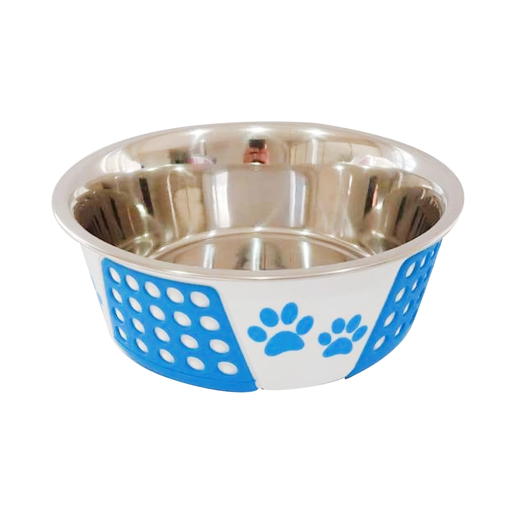 Comedouro Inox Dec Pata Bolinhas Azl 1400ml