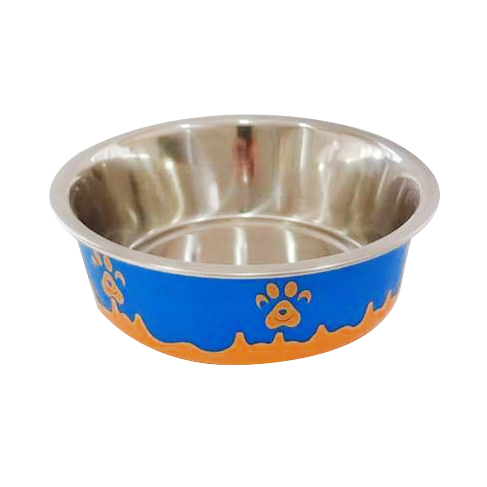 Comedouro Inox Decor Patinha Laranja/azl 350ml