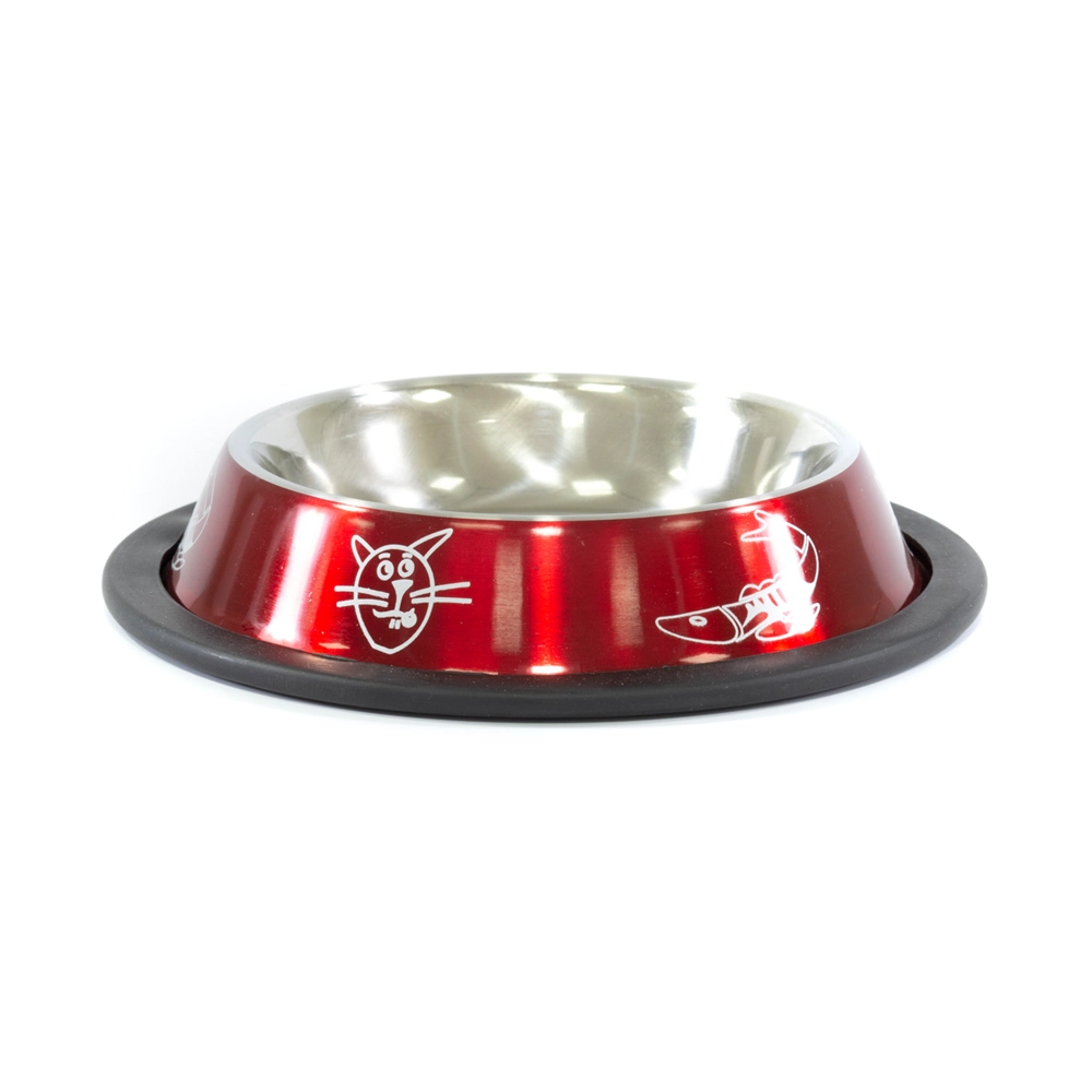 Comedouro Inox Laqueado Gato Vrm 150ml