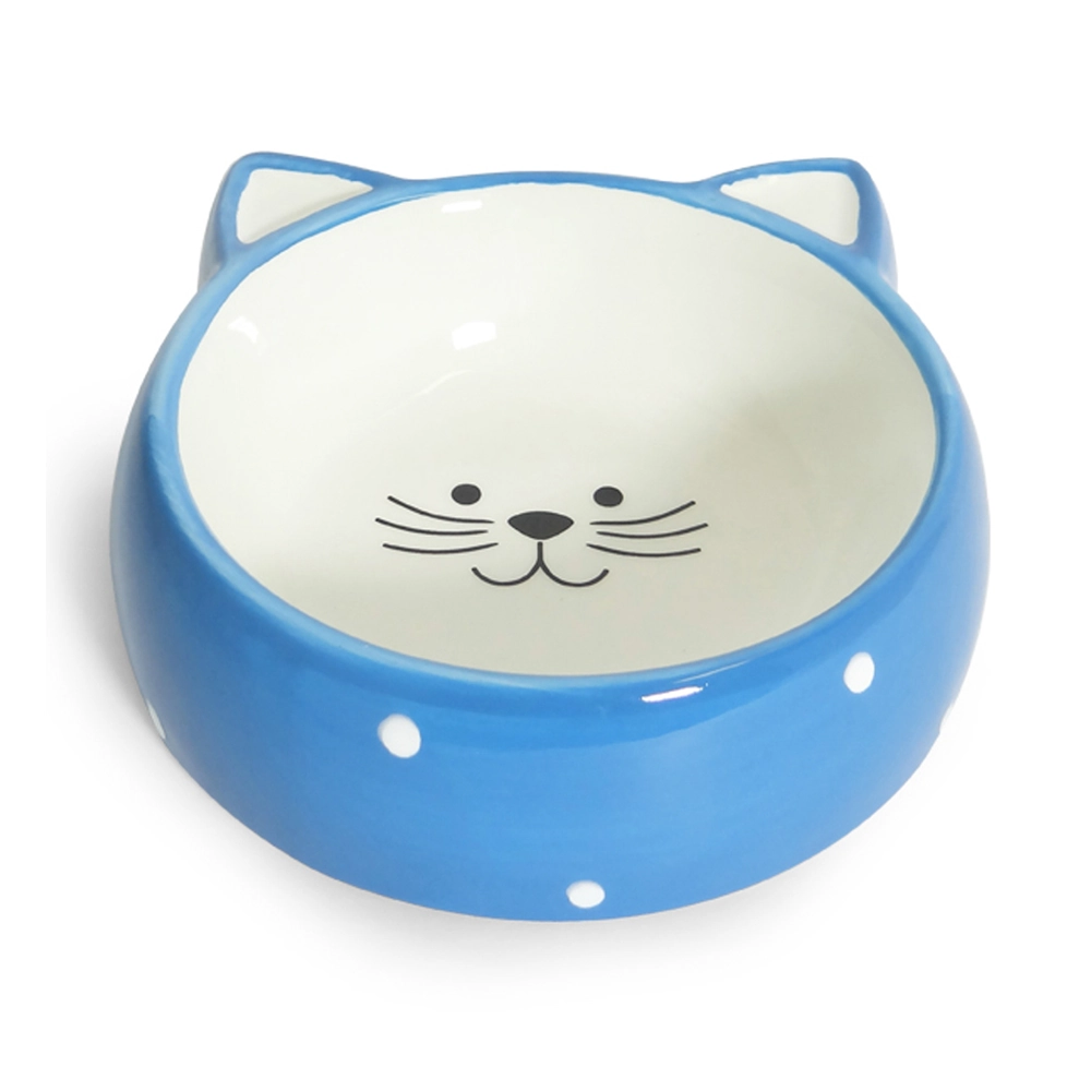 Comedor De Porcelana Facecat Azul 200ml The Pets Un
