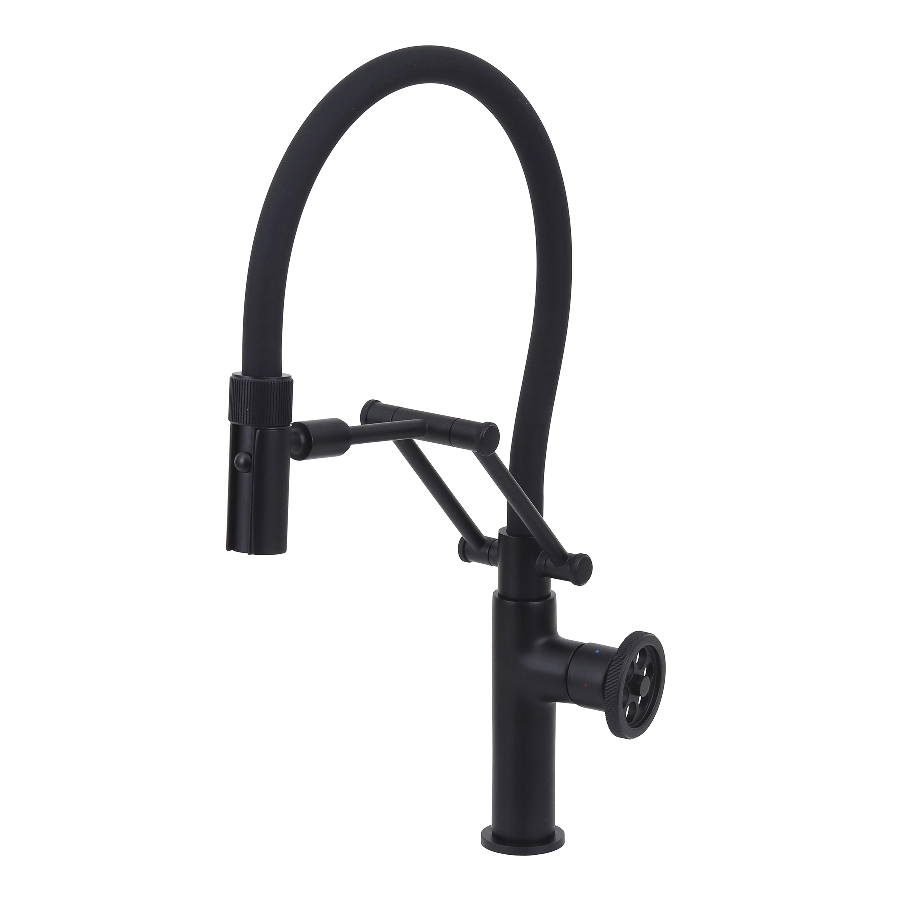Torneira Monocomando Gourmet de Pia para Cozinha com Bica Alta Flexível Preta Fosca Detroit Jiwi